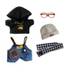 niannyyhouse 20cm Plush Doll Clothes Black Forest Set Knitted Cap Scarf Glasses Hoodie Overalls Doll Accessories Dress Up (20cm)