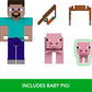 Mattel Minecraft Toys, 3.25-inch Action Figure 2-Packs, 2 Figures and 2 Accessories, Collectible Gifts for Kids