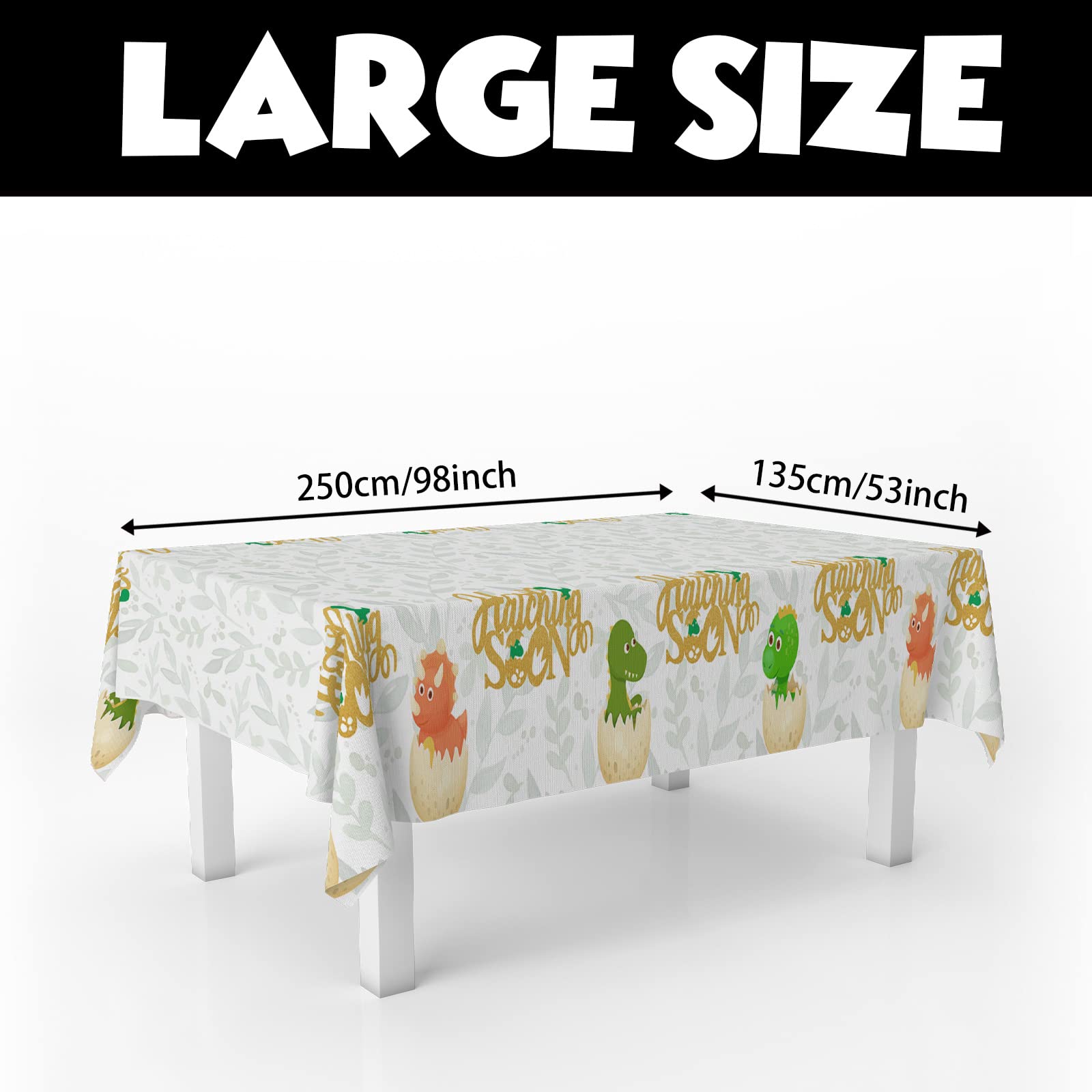 Hatching Soon Little Cute Dinosaur Tablecloths Dinosaur Egg Rectangular Table Covers Supplies for Kids Boys Girls Baby Shower Dinosaur Theme Birthday