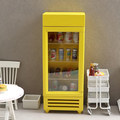 AirAds Dollhouse 1:12 scale dollhouse Miniature refrigerator and side cart (1 red refrigerator)