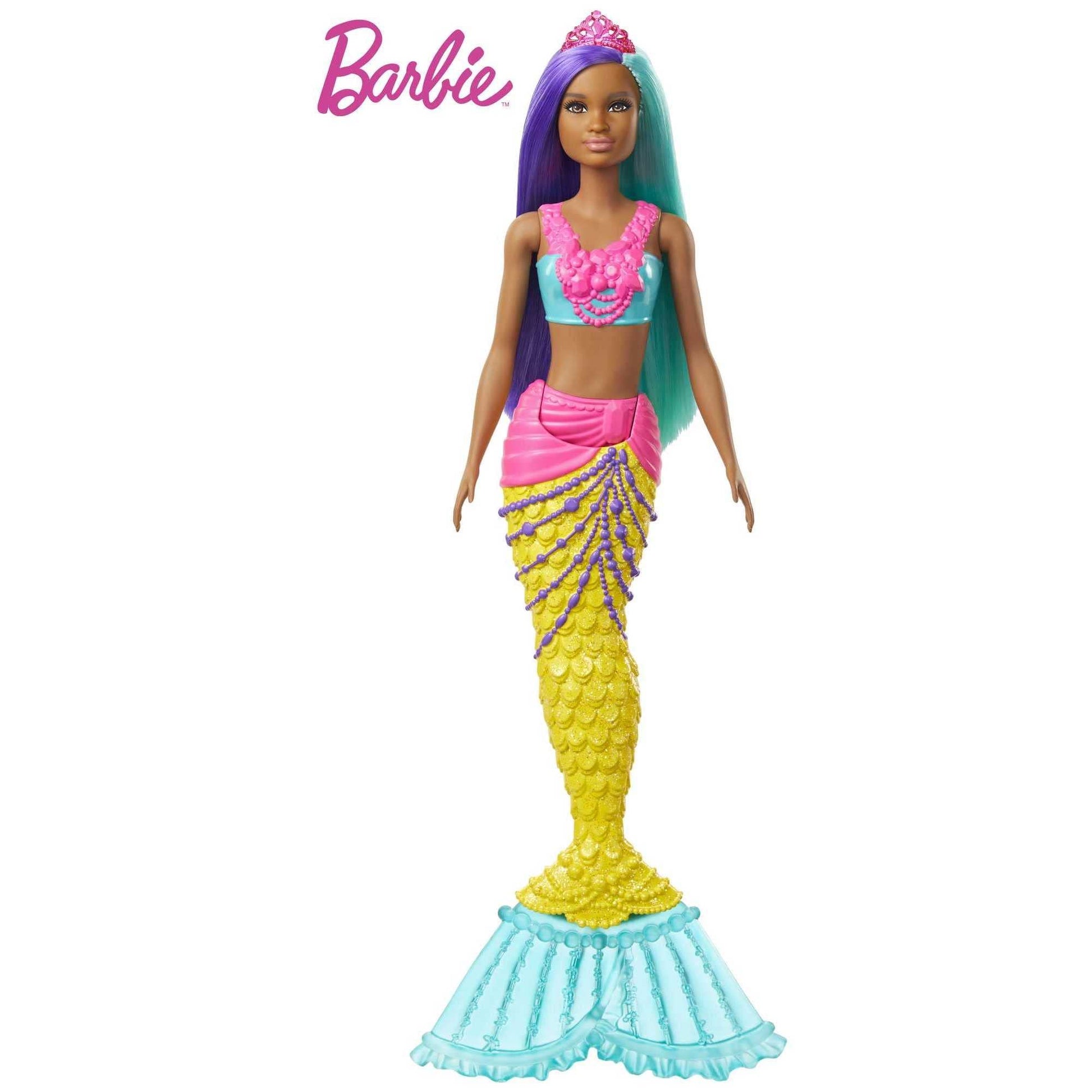 Barbie Dreamtopia Mermaid Doll, 12-inch, Teal and Purple Hair, with Tiara, Gift for 3 to 7 Year Olds