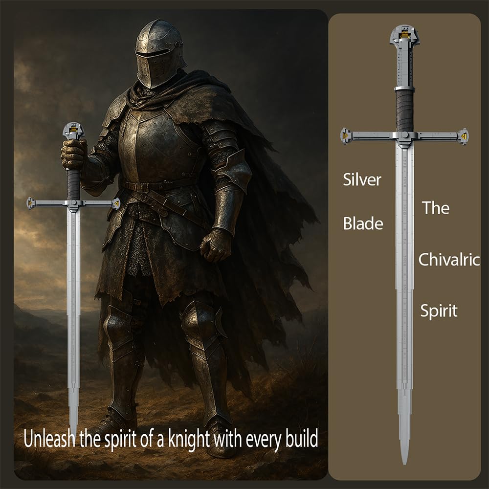 STADREWVY Long Sword Building Block Set - Medieval Fantasy Knight's Sword Model, Perfect for Display, Collecting, and Gifting, Ideal for Adults
