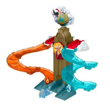 Fisher-Price DC League of Super-Pets Daily Planet Rescue die-cast Vehicle Racetrack playset with Vehicle Launcher and 2 ramps for Kids Ages 3 and up