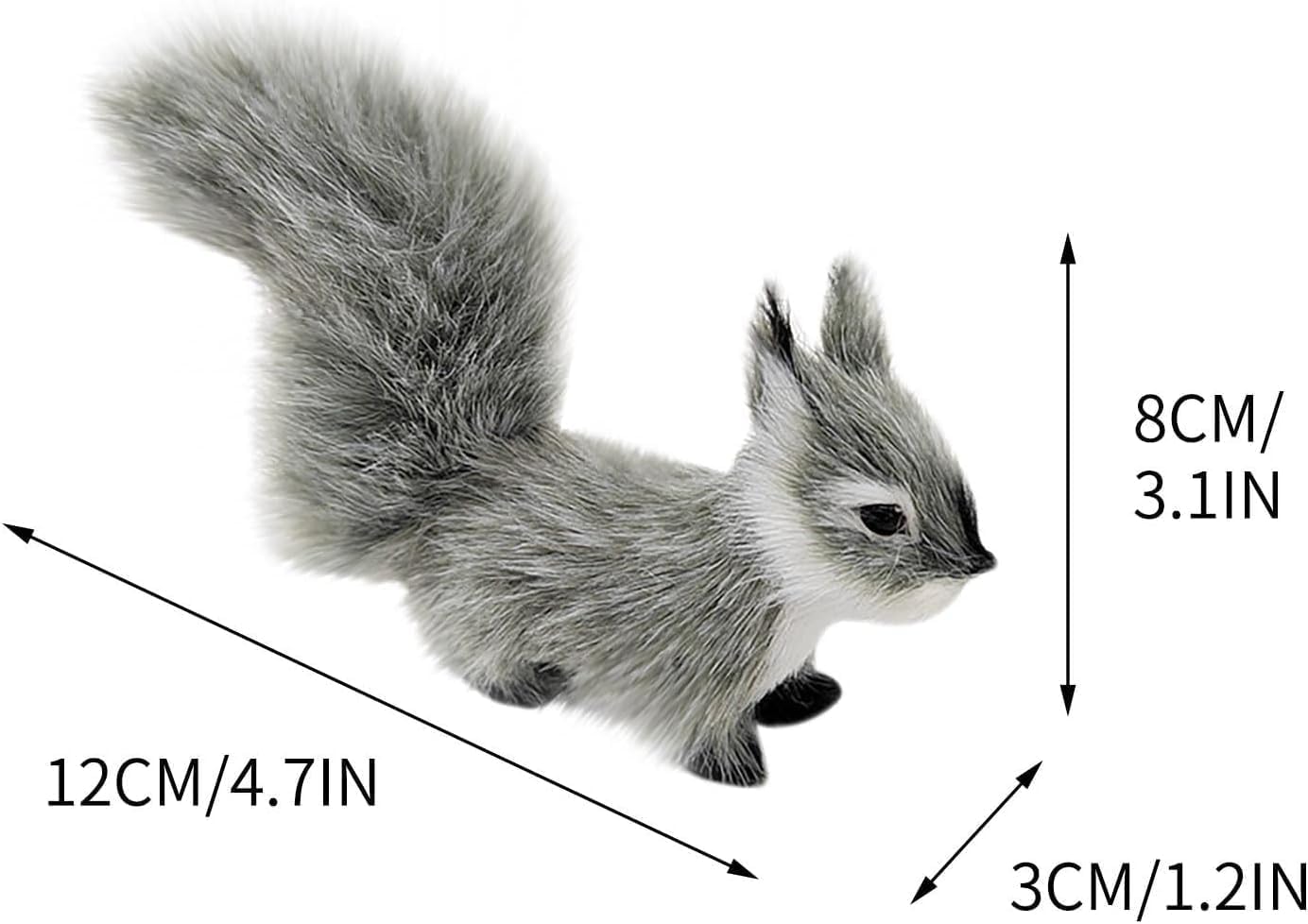 Cauaoa 2 Pcs Grey Mini Squirrel, 12 cm Mini Squirrel Stuffed Soft Animals for Gift, Home Decor, Table Decorations, Room Ornaments