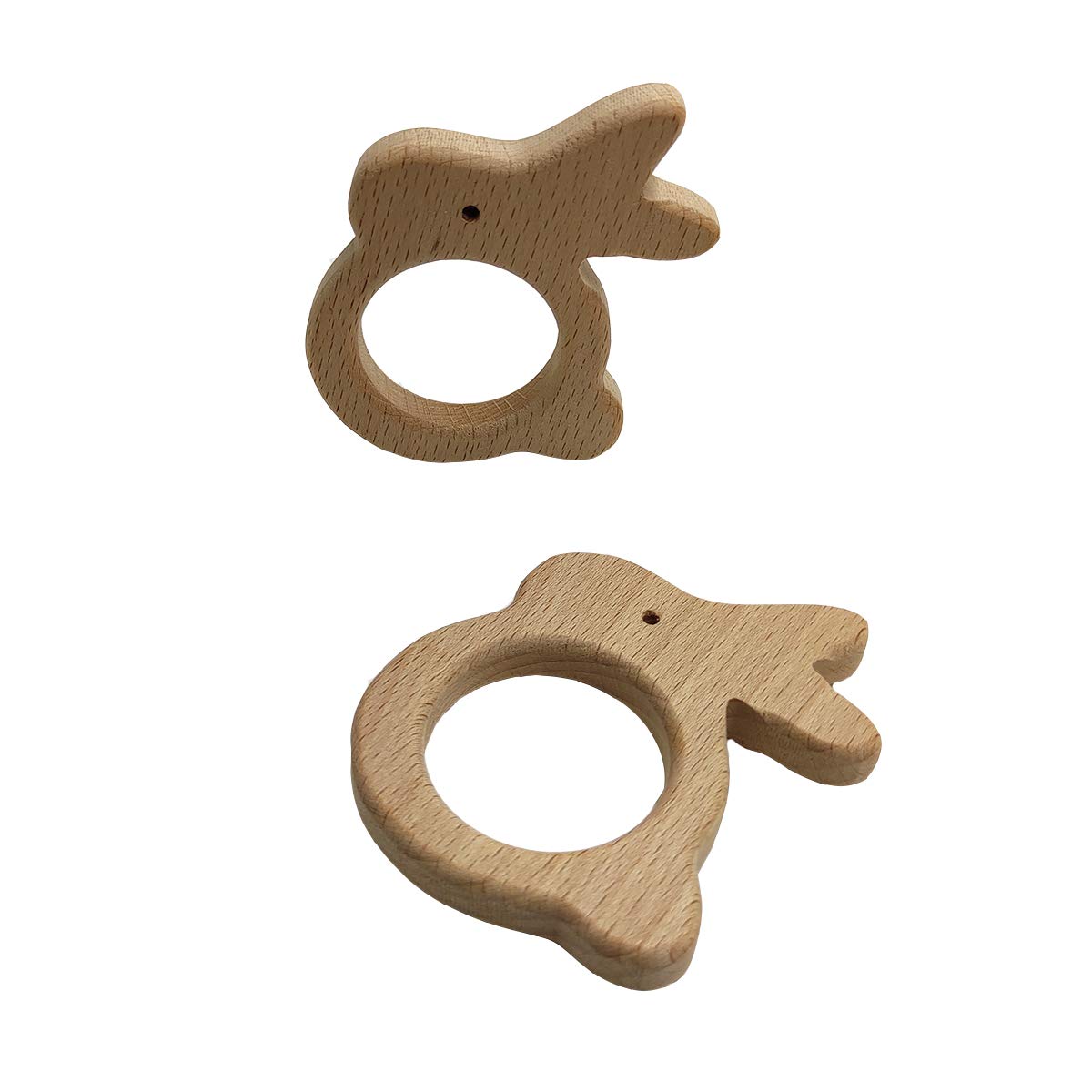 Alenybeby 10pcs Lovely Cartoon Wood Rabbit Pendant Pure Natural Animal Shape Beech Wooden Handmade Cut Pattern DIY Beading Necklace Pendant (rabbit