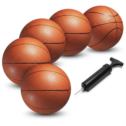 6-Inch Mini Basketballs for Kids (5-Pack) with Hand Pump for Mini Hoops
