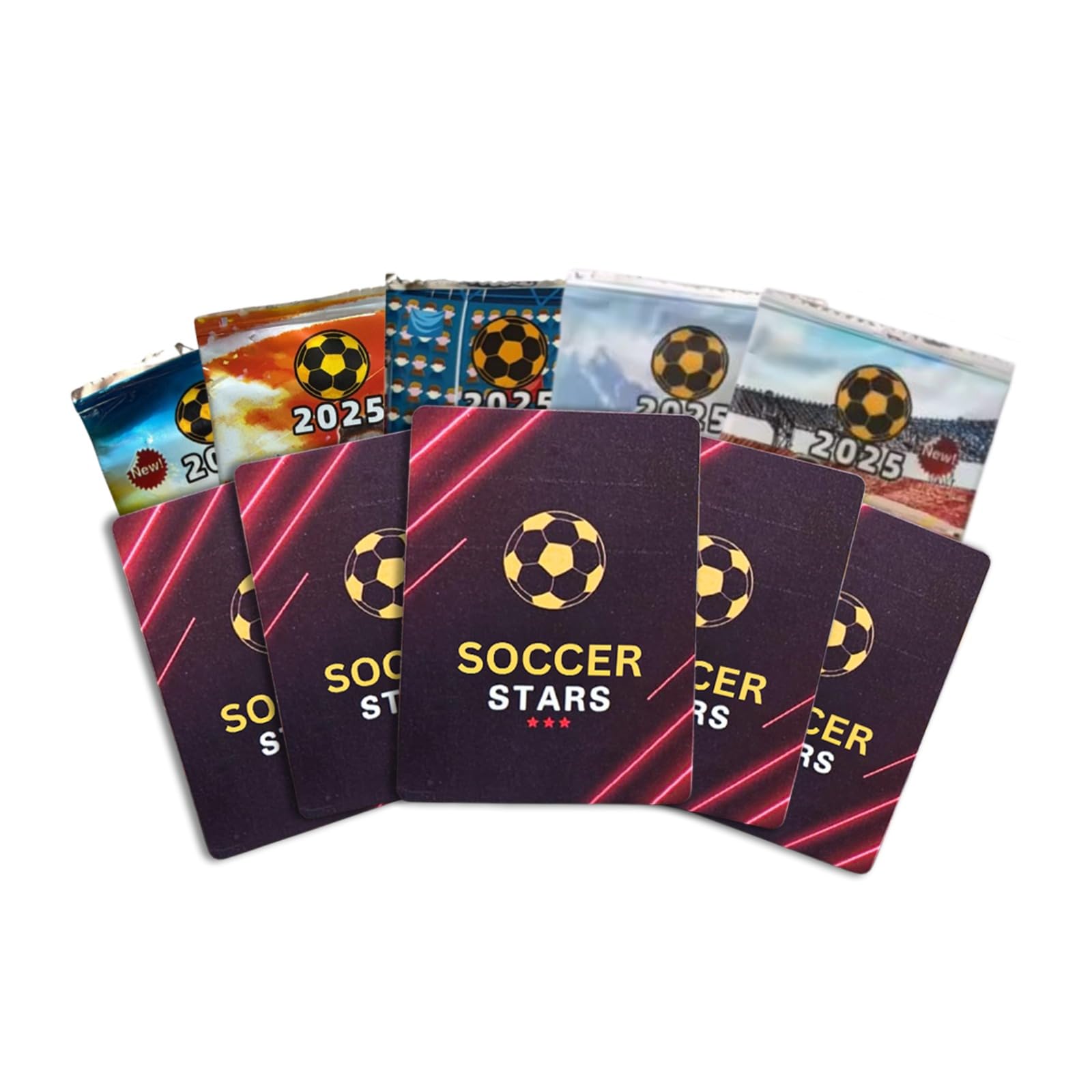 Soccer Trading Cards 2025-26 Edition - 48 Mystery Collectible Cards (6 Packs) - Random Premium Inserts - New 2025-26 Version with Updated Players for
