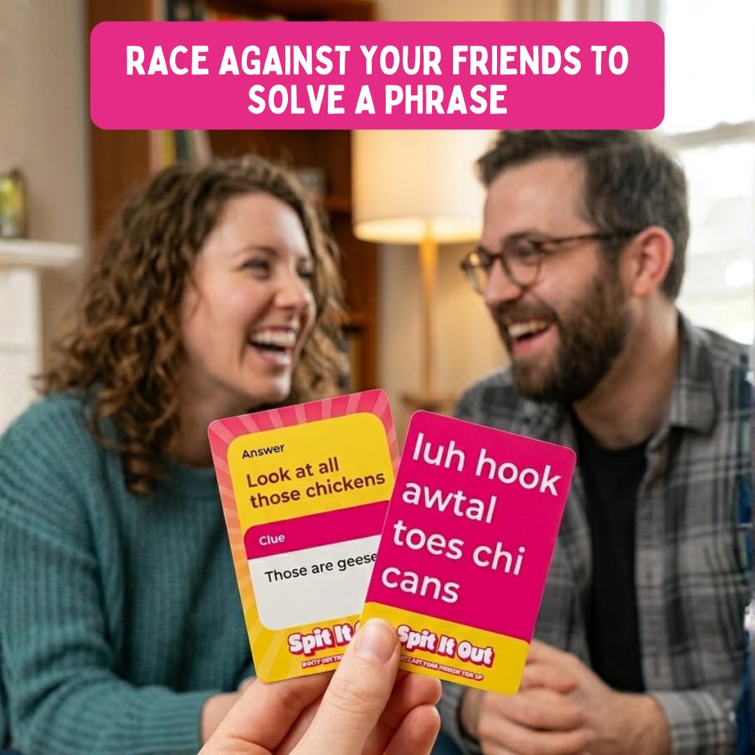 Spit It Out Party Game for Adults & Teens 17+ - Fast-Paced Word Guessing Card Game, Sound It Out & Shout the Answer, Funny Group Game for Game Nights