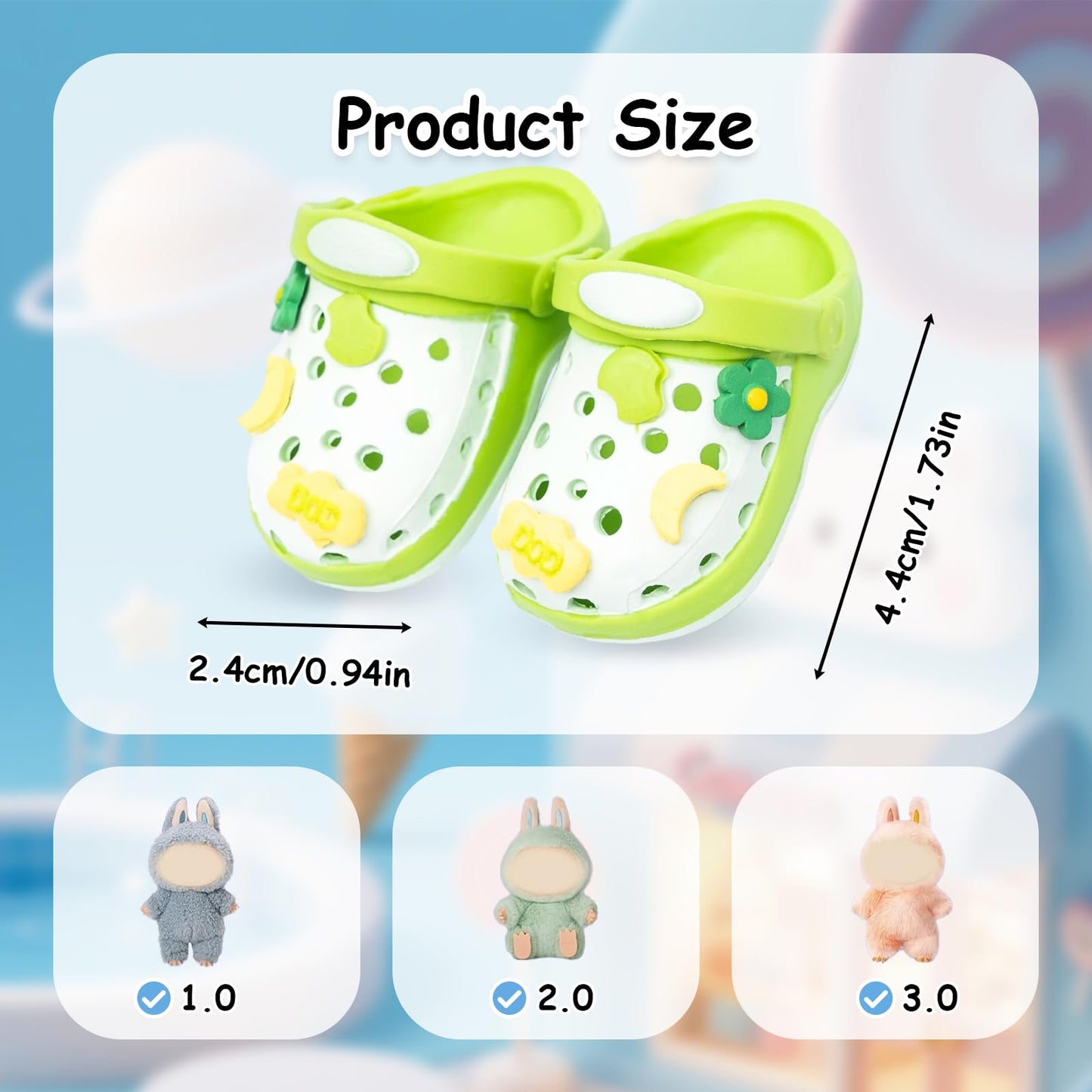 Fashion Doll Shoes for lububu, Cute Accessories for 4-7in Dolls, Green