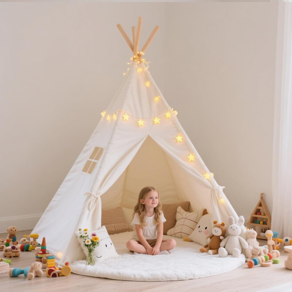 Quaocens Teepee Tent for Kids,with String Lights,6 Pack