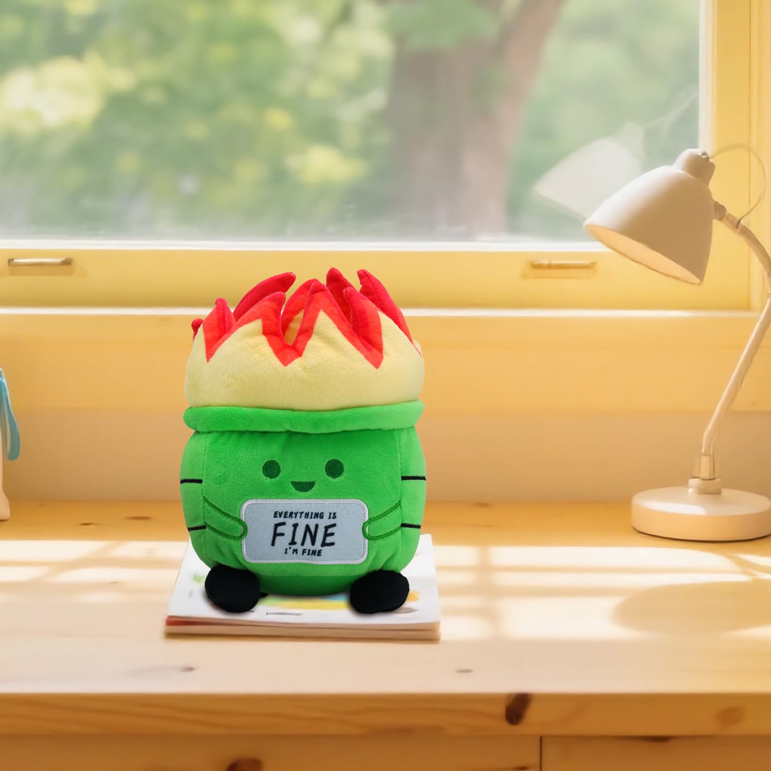 BEEPEACH 8 inch Everything is Fine Dumpster Fire Plush Toy Soft Stuffed Doll Funny Plushies for Home Decoration