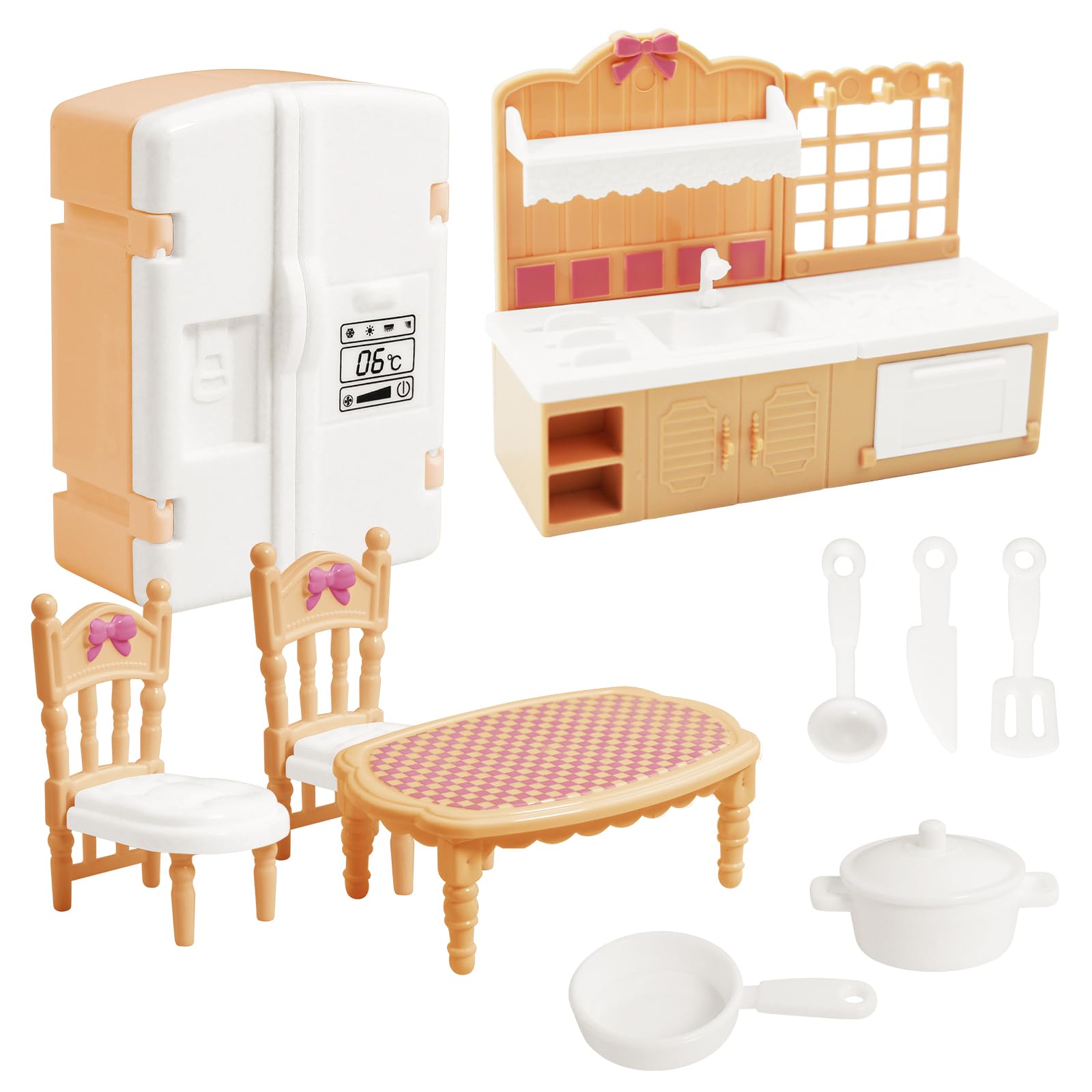10 Pieces Mini Kitchen Set Dollhouse Kitchen Miniature Kitchen Set Doll Mini Kitchen for Kids Doll House Furniture and Accessories Set Mini Dollhouse
