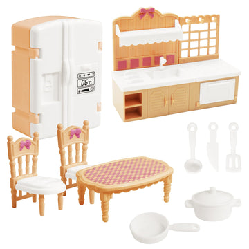 10 Pieces Mini Kitchen Set Dollhouse Kitchen Miniature Kitchen Set Doll Mini Kitchen for Kids Doll House Furniture and Accessories Set Mini Dollhouse
