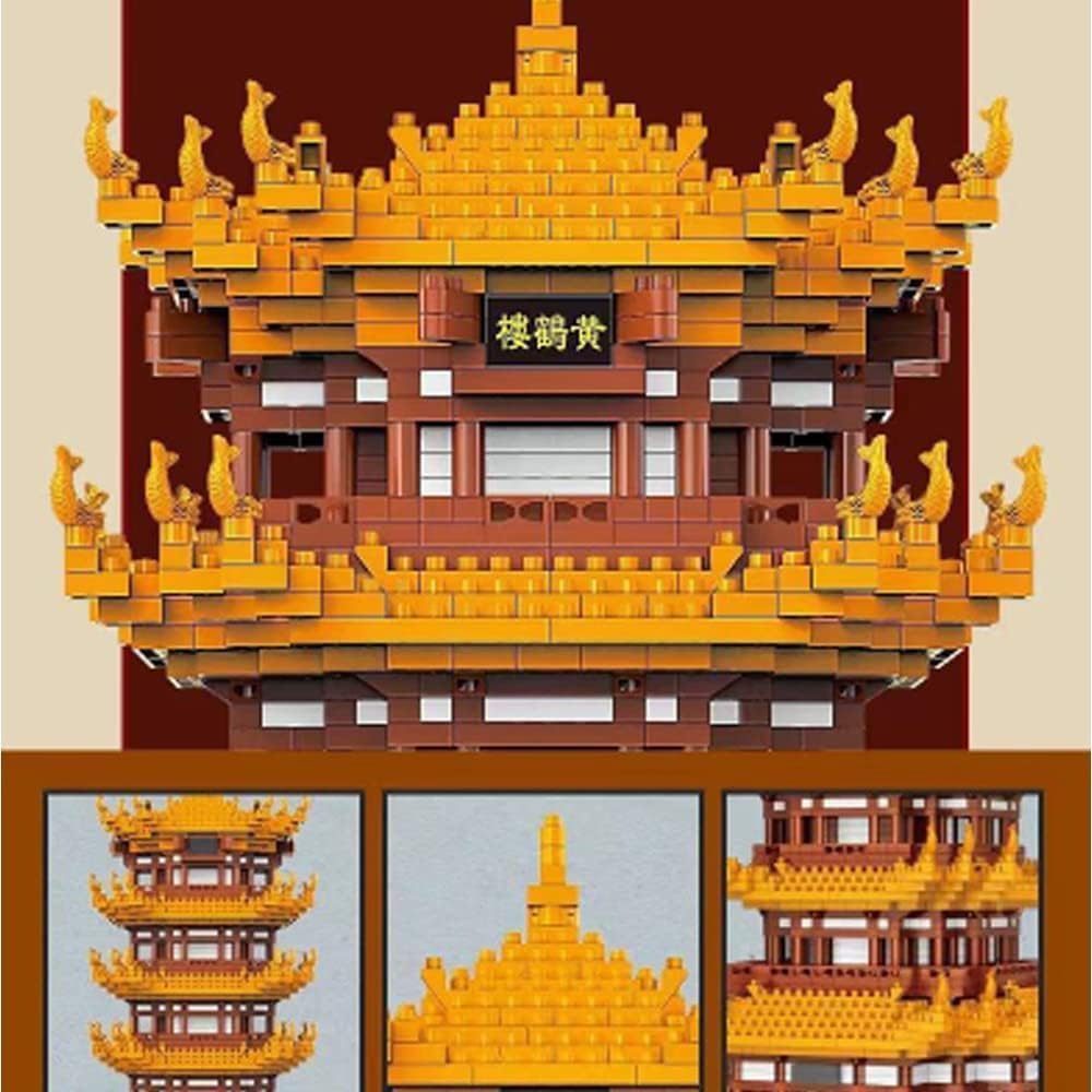 JOMIOD Chinese Architecture Micro Building Blocks Set, 4748 Pieces Yellow Crane Tower, World Famous Architecture Collectible Model Building Kit