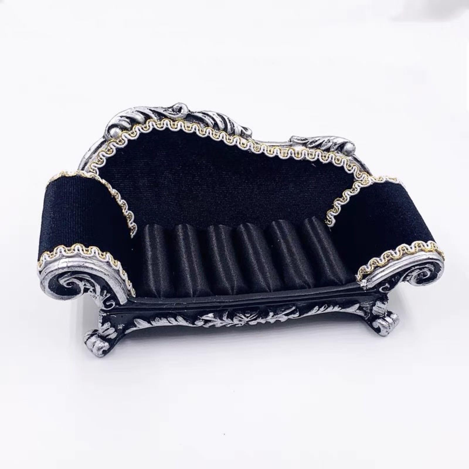 1:12 Black Victorian Sofa, Dollhouse Miniature Furniture, Home Decoration Ornament (Big)