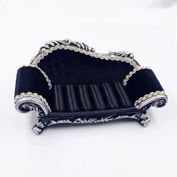 1:12 Black Victorian Sofa, Dollhouse Miniature Furniture, Home Decoration Ornament (Big)