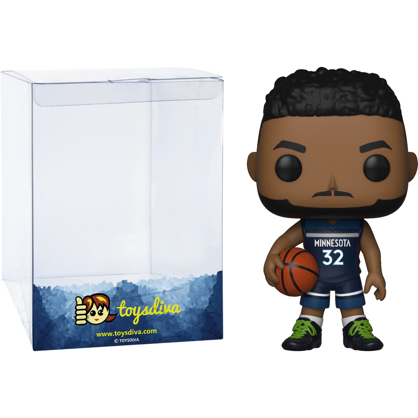 Funko K a r l -Anthony T o w n s : P o p ! Sports Vinyl Figurine Bundle with 1 Compatible 'ToysDiva' Graphic Protector (039-34453 - B)