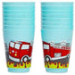 BLUE PANDA Plastic Fire Truck Cups for Kids - 16 Oz, Blue, Pack of 16 - Party Favor Cups for Fire Truck Theme, Reusable & Recyclable