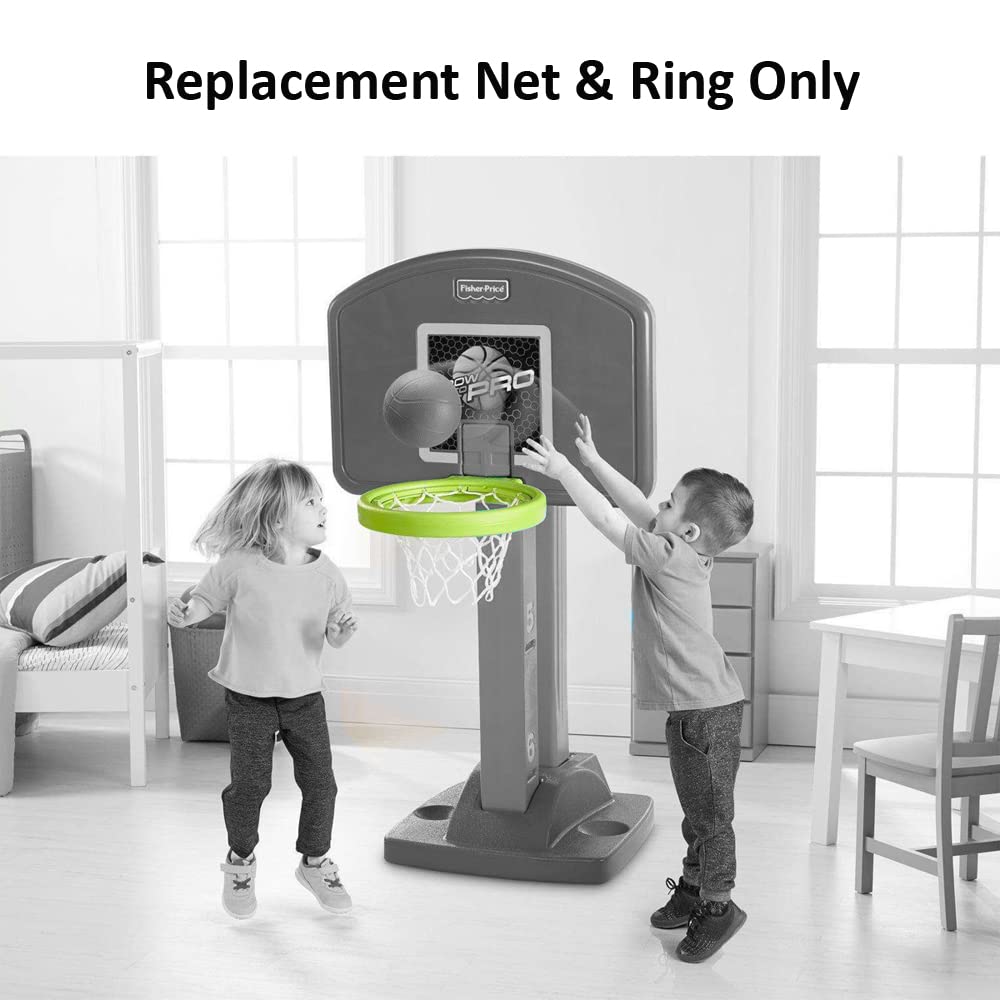 Replacement Part for Fisher-Price Grow-to-Pro Basketball - L5807 ~ Replacement Hoop ~ Includes 1 Green Ring and 1 White Basketball Net