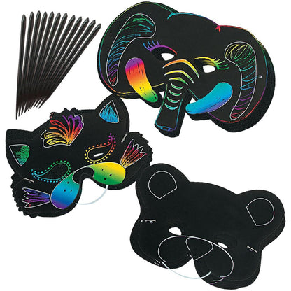 Fun Express Magic Scratch Paper Animal Masks - Scratch Art - Crafts for Kids and Fun Home Activities - VBS Vacation Bible School Supplies/Decor