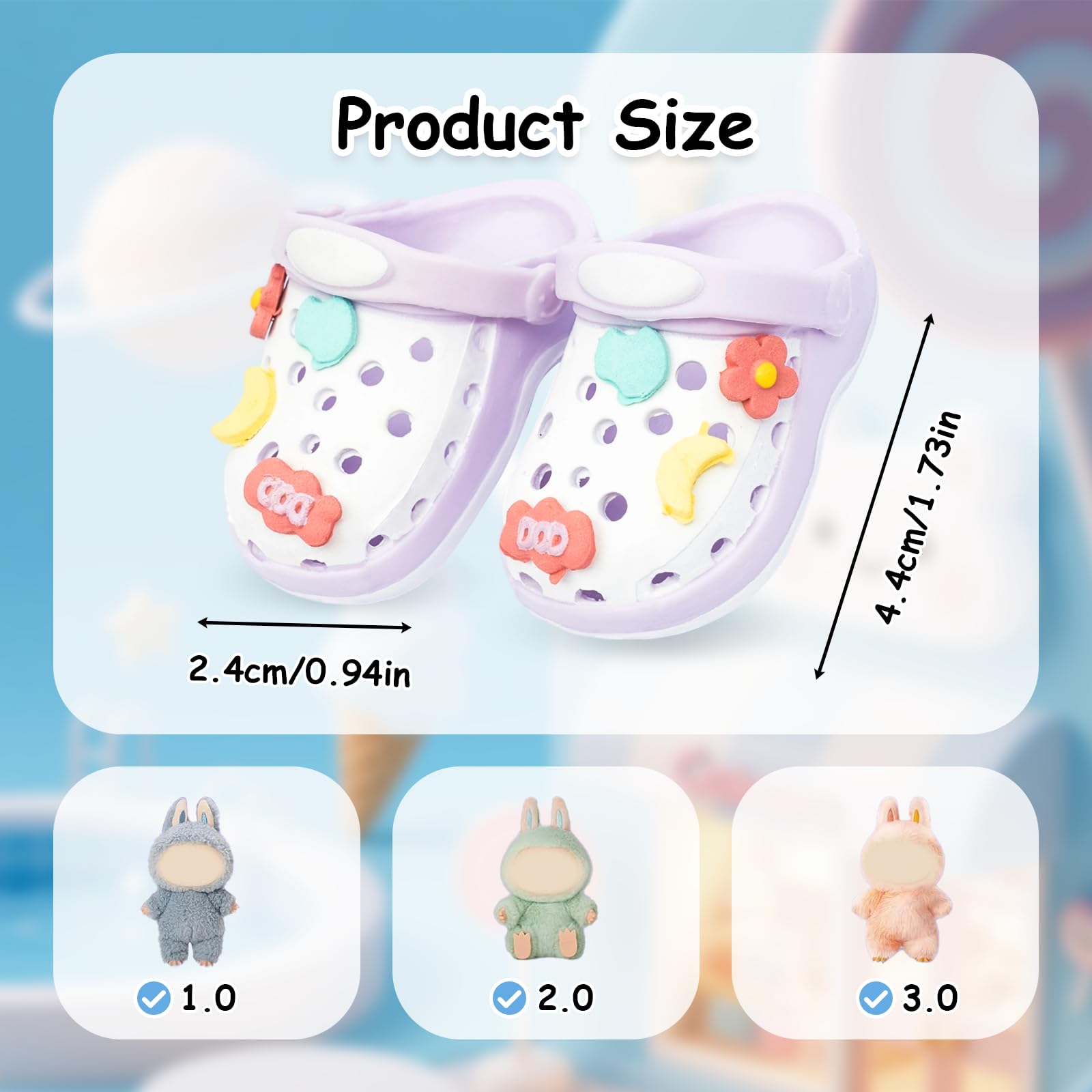 Fashion Doll Shoes for lububu, Cute Accessories for 4-7in Dolls, Purple