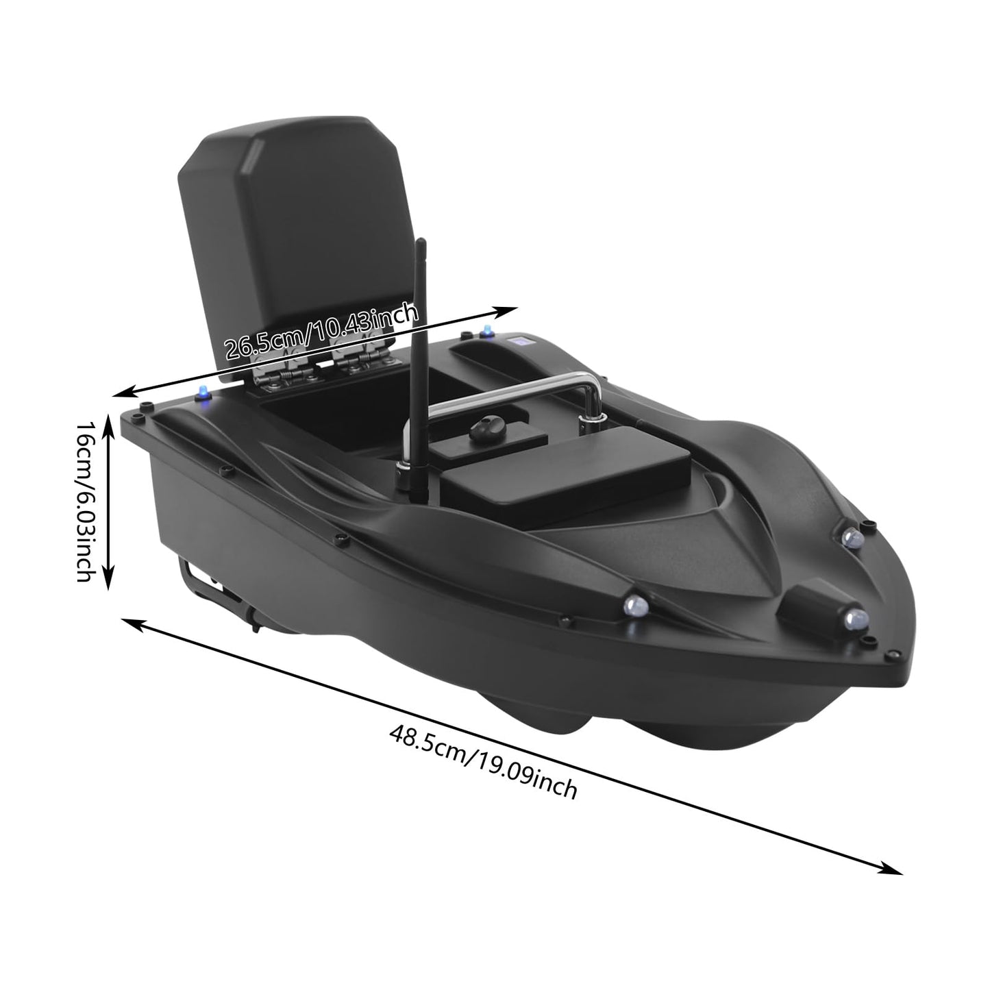 Wmpusll Bait Boat with 1 Box for Fishing, Fishing Bait Boat with 5200mAh Battery, Dual Motor, Night Lights, Hook Release & Carry Bag, 1968 FT