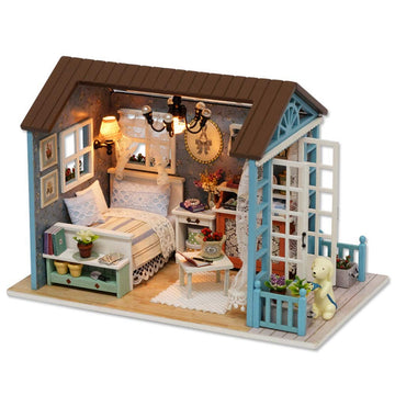 DIY Wooden Cottage Miniature Furniture Kit House Toy with LED Lights for Man Woman Gifts Home Decoration