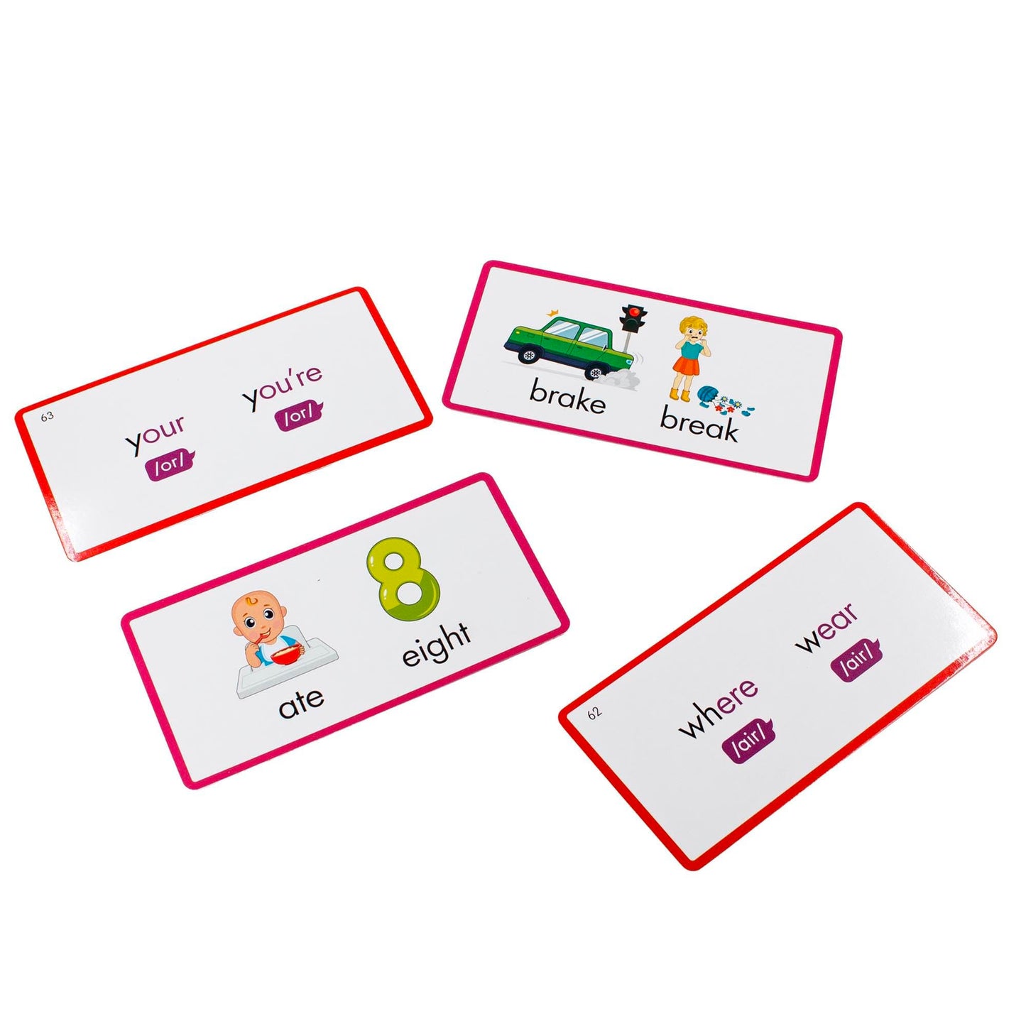 Junior Learning: Rainbow Phonics - Homophones - 65 Word Cards, Flash Cards with Sound & Spelling Association, Level Based Cards, Kids Ages 4+