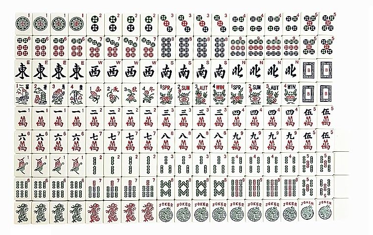 American Western-Style Mahjong Tiles - 166-Piece Set, Scratch-Resistant Melamine, Tiles Only (B Type)