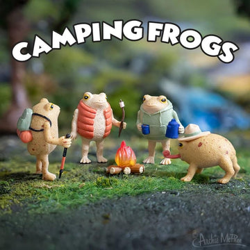 Archie McPhee Mini Camping Frog Vinyl Novelty Toy Set of 4