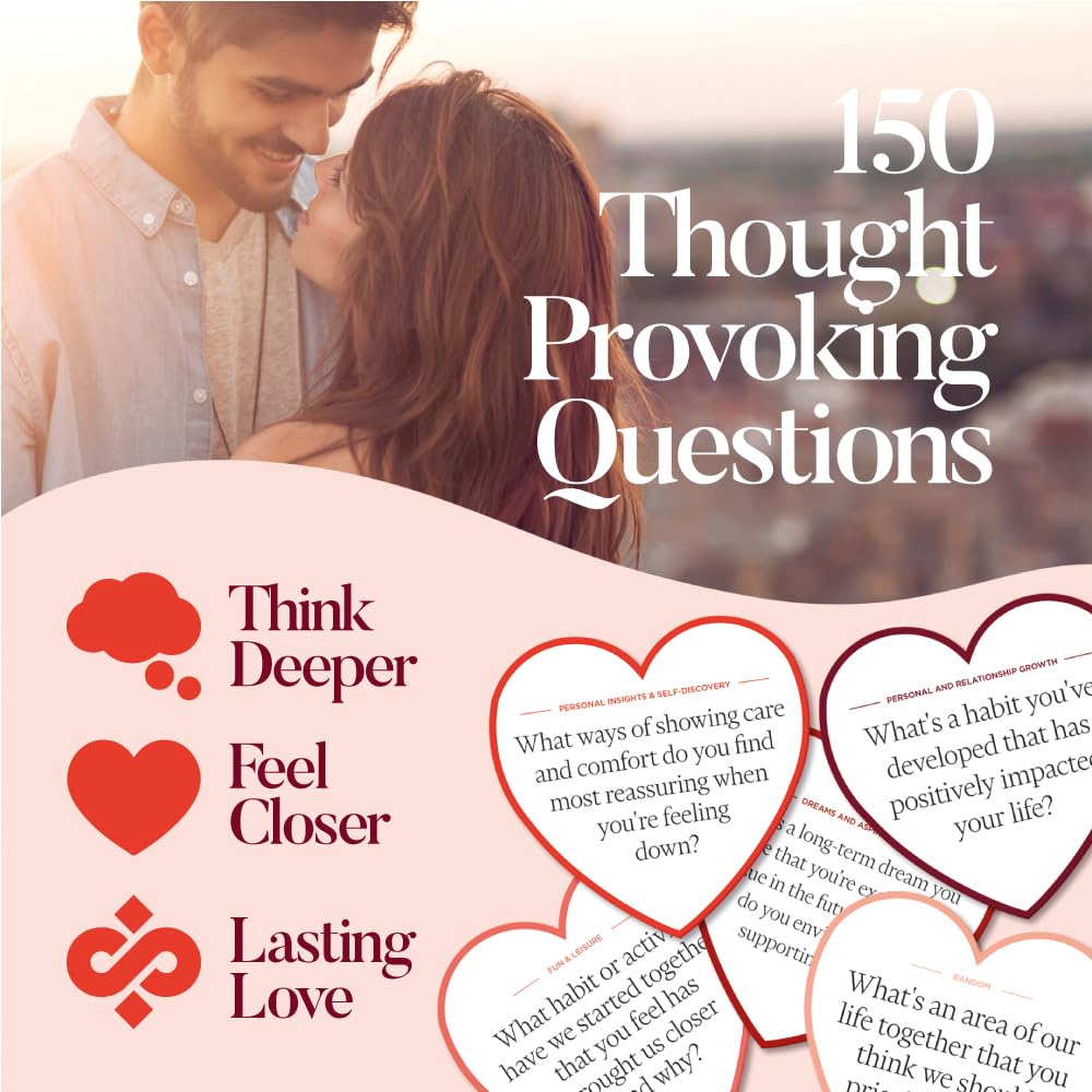 Eluvate 150 Relationship Building Conversation Starters, Romantic Couple Card Game for Date Nights, Ideas, Fun Conversation Cards for Couples
