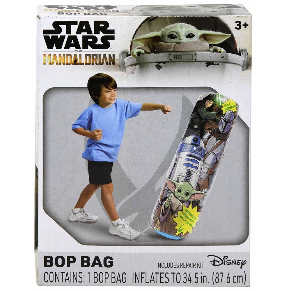 Mandalorian Bop Bag for Kids - Bundle with Baby Yoda Punching Bag for Outdoor Play, Plus Stickers More | Star Wars Excercise Toy for Kids, Boys, Girls