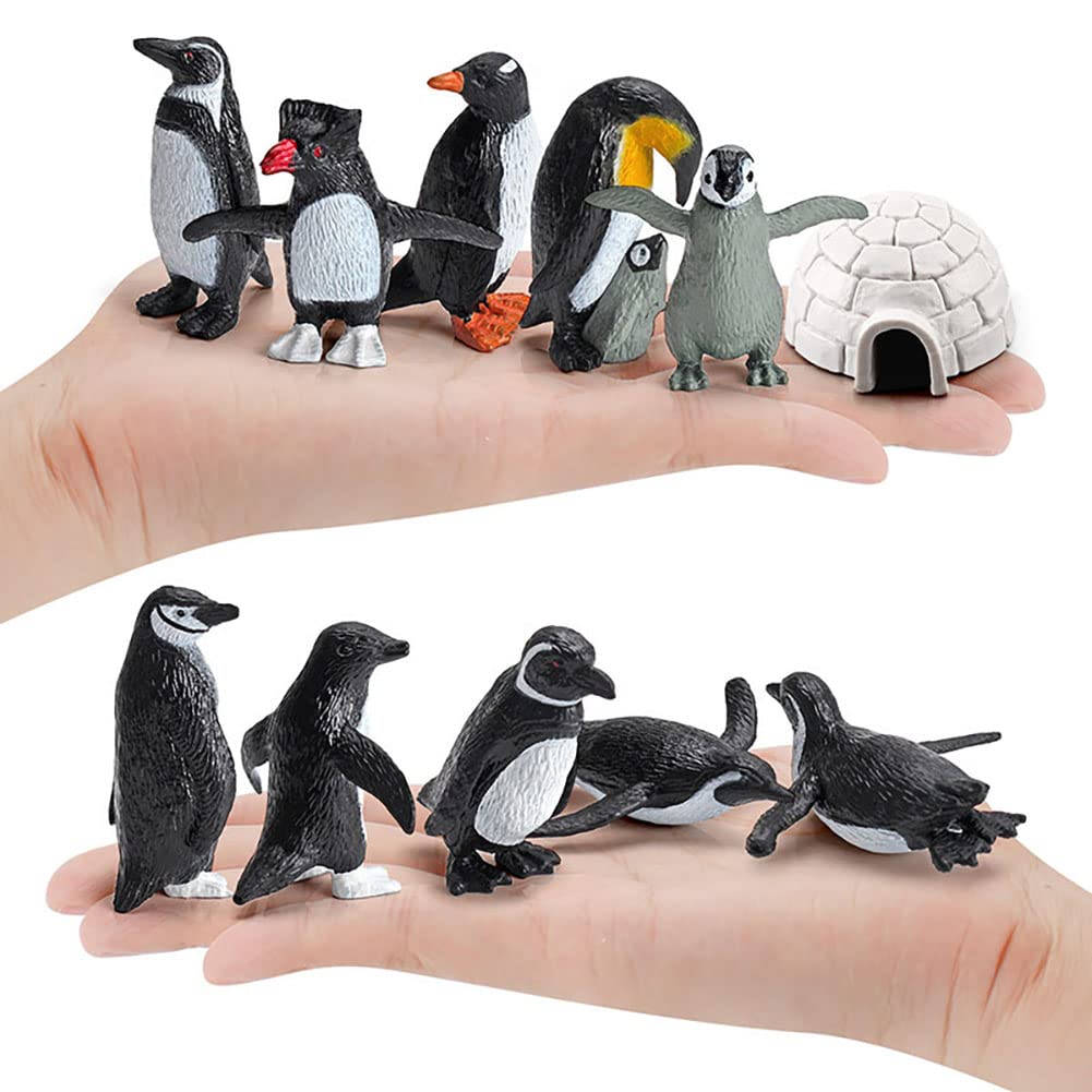 BLAPNK 15 Pcs Realistic Penguin Figurines, Miniature Antarctic Animal Penguin Figures Easter Eggs Cake Toppers Christmas Birthday Gift for Kids