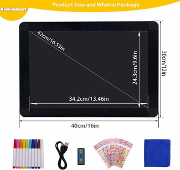 Kookoosmart LED Writing Message Board, Neon Glow Drawing Board, Light Up Flashing Box Message, Erasable Board Arts and Acrylic Kids Crafts Doodle,