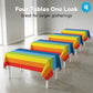 Oojami 4 Pack Rainbow Tablecloths 54 x 108 Inch - Disposable Plastic Table Covers for Birthday Party, Baby Shower, Carnival, Rectangle Table, Colorful