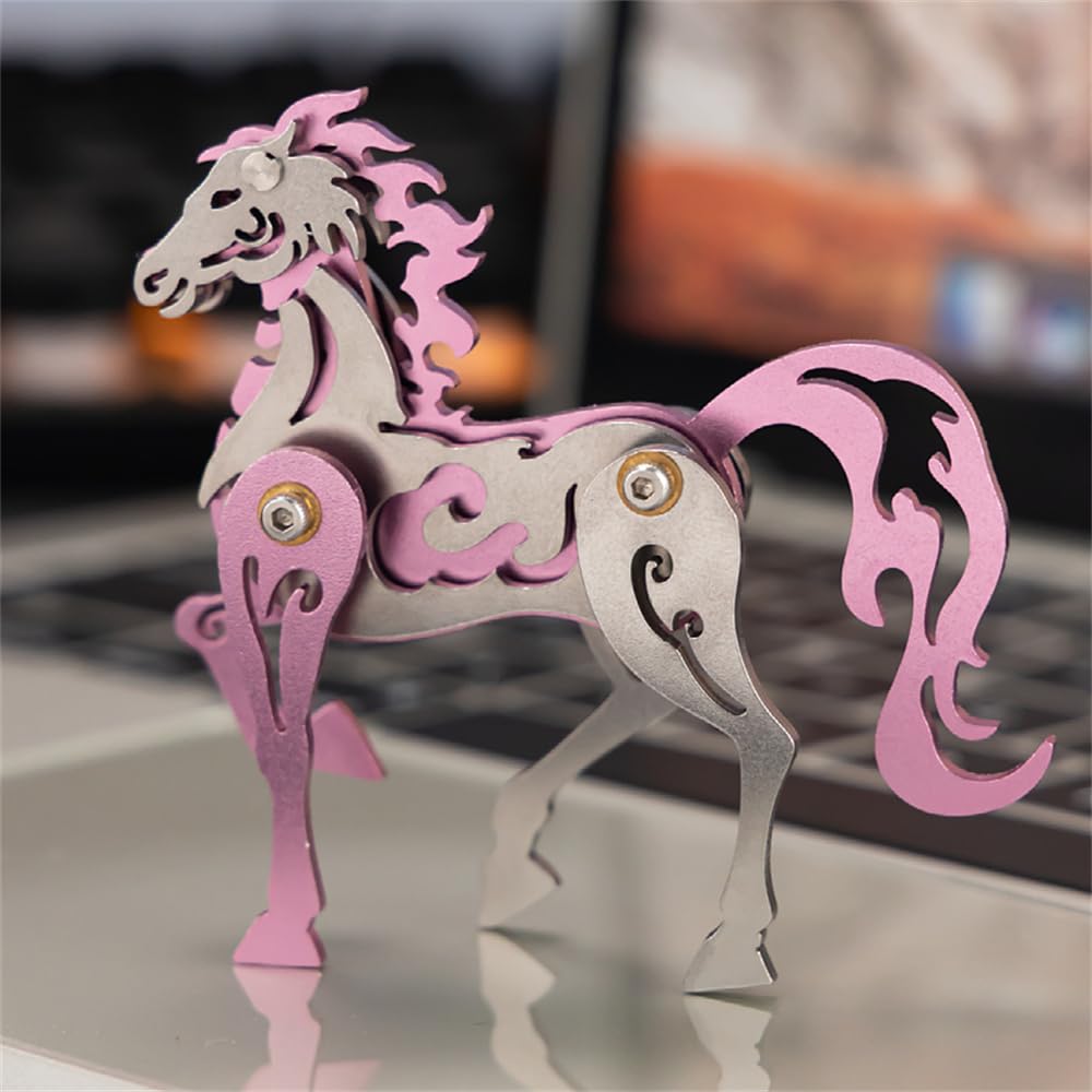 Mokrdomain Horse Zodiac 3D Metal Puzzle, Pink