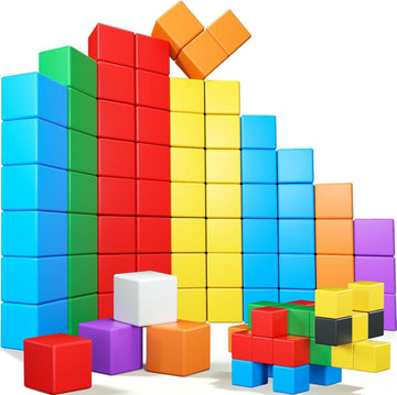 Kocici Magnetic Blocks, 40PCS Rainbow Magnetic Building Blocks for Kids Ages 3 4 5 6 Year Old, Autism Montessori Sensory Magnet Cubes, STEM Learning