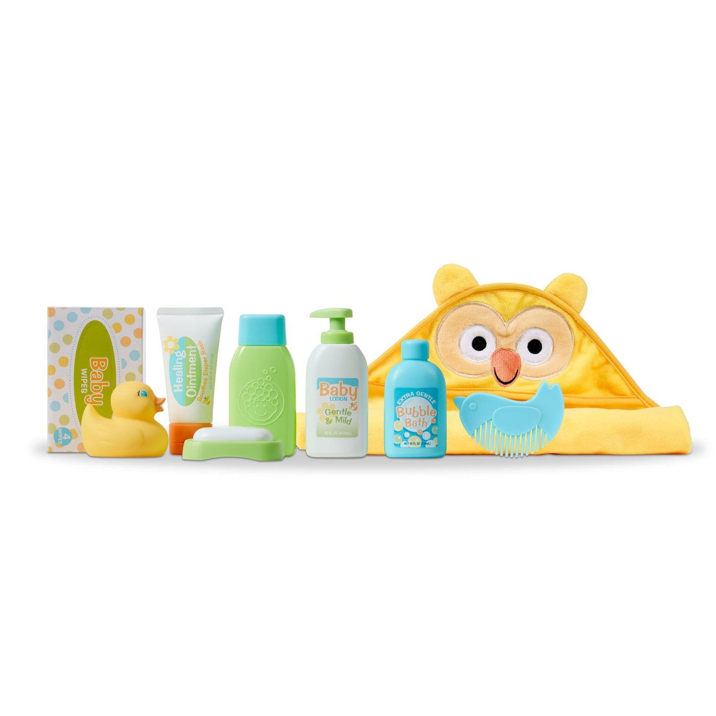 Melissa & Doug Mine to Love Changing & Bathtime Play Set for Dolls - Diapers, Pretend Shampoo,Wipes, Towel, More (19 pcs)