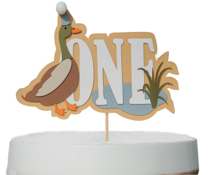One Lucky Mallard Duck Cake Topper,Mallard 1st Birthday Decoration,Little Duck Hunter Party Decor,Mallard Duck Birthday Party Supplies,Duck Hunting