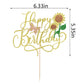 Sleyberoy Gold Glitter Sunflower Happy Birthday Cake Topper