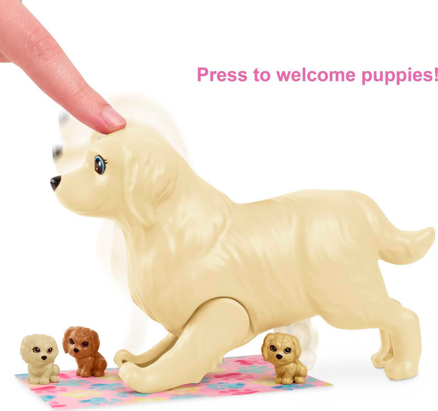 Barbie Doll & Pets Playset with Mommy Dog, 3 Newborn Puppies with Color-Change Feature & Pet Accessories, Brunette Fashion Doll