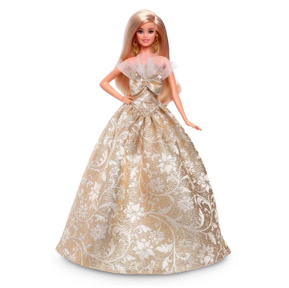 Barbie Holiday Barbie Blonde Signature BLACK Dress-up Doll & House, Pretend Play, For Ages 6 and Up, Gold JBH95