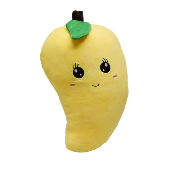 BABOLI Cuddly Mango Plush Toy Pillow Adorable Soft Fruit Stuffed Animal with Smile Face and Cute Expression Pretty Sweet Gifts for Kids Boys and Girls
