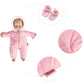 Rakki Dolli Doll Clothes Winter Romper Hooded Romper Outfit Snowsuit Warm Faux Fur Jumpsuit Fits 16" American Girl Doll (Pink Romper with Socks)