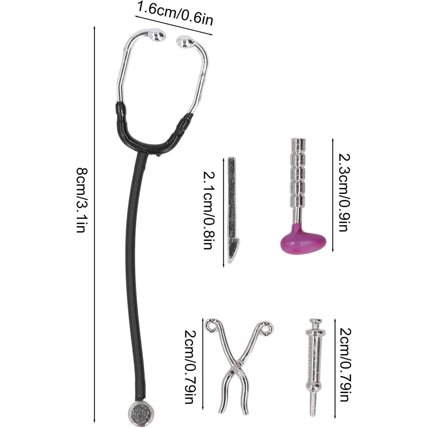 5Pcs Dollhouse Mini Stethoscope Care Tools Dollhouse Dolls Miniature Garden Kit, Hospital Accessories Set for House Decoration DIY Dollhouse