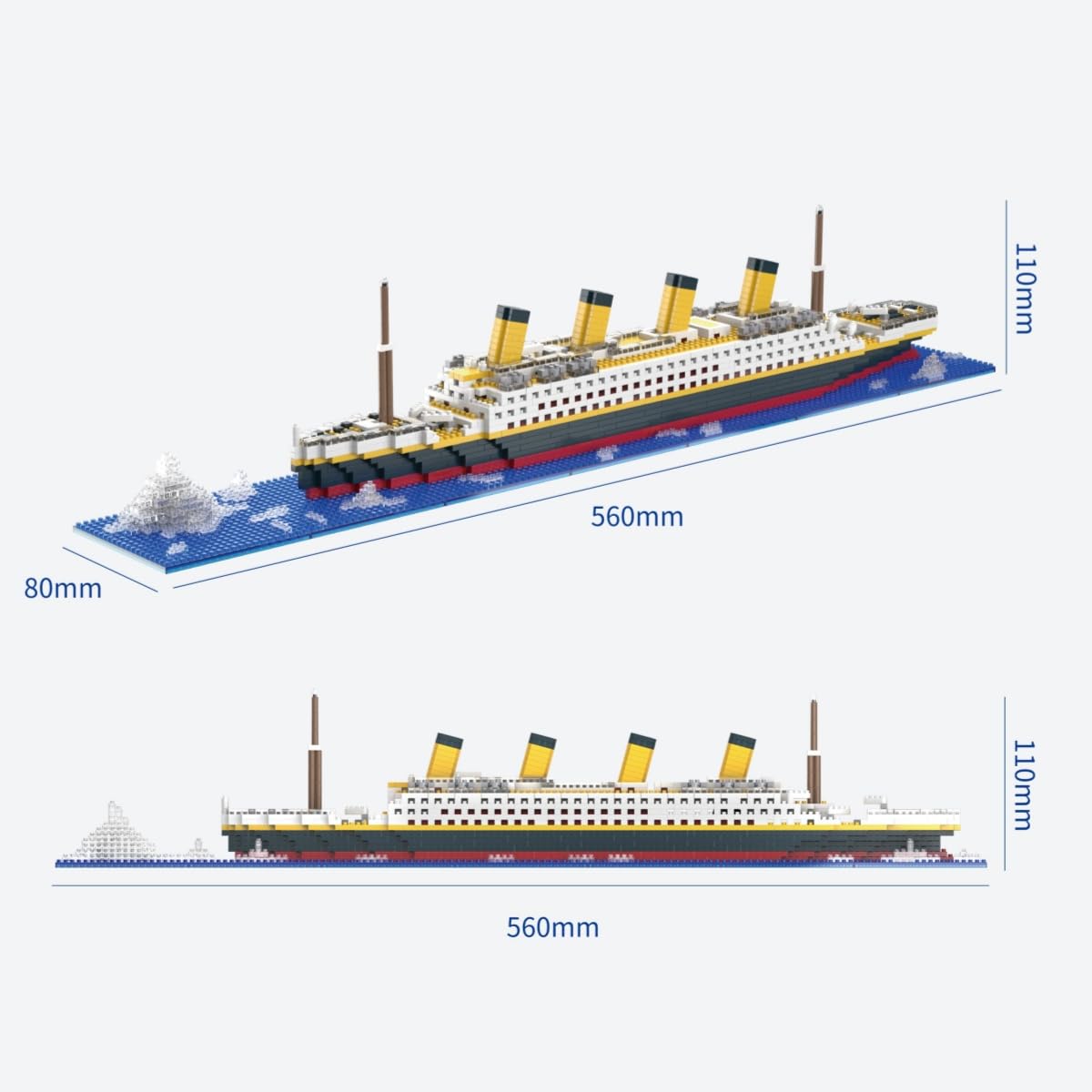 Kadablk Architecture RMS Titanic Cruise Ship Model Construction Set, 1880 PCS, Building Blocks, Micro Blocks, Mini Bricks for Adults and Teens
