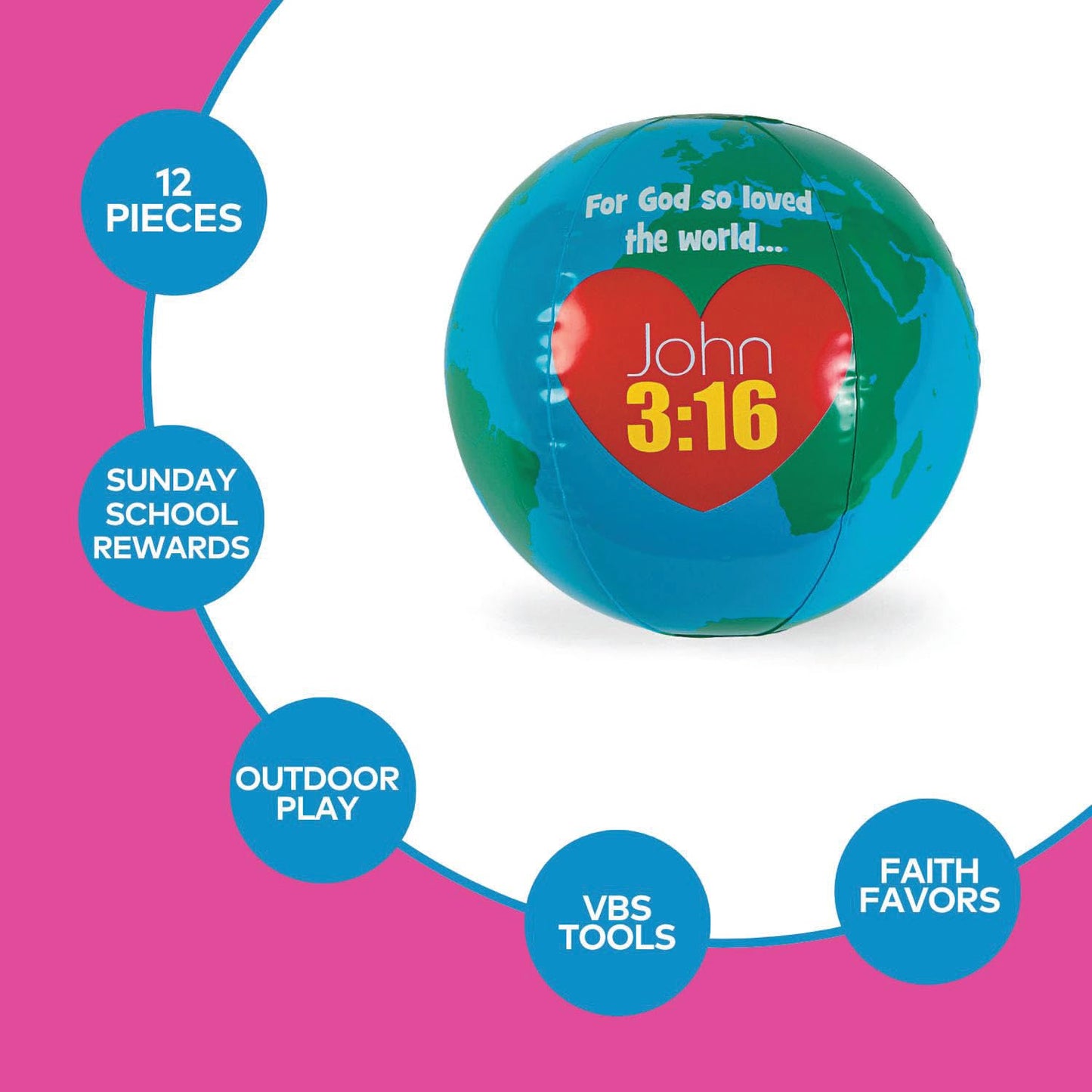 Fun Express Inflatable God Loves The World Globes, 12 Pack, 10 Inch