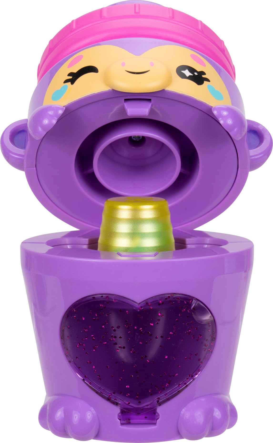 Kutie Kups - 4” Purple Water Bottle Monkey Kutie with 3 Kups Featuring 1.5” Surprise Collectible Lil Kutie Figures - Ages 5+