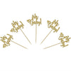 24 Gold Glitter Cake Cupcake Toppers Picks for Wedding Birthday Baby Shower Party Decorations