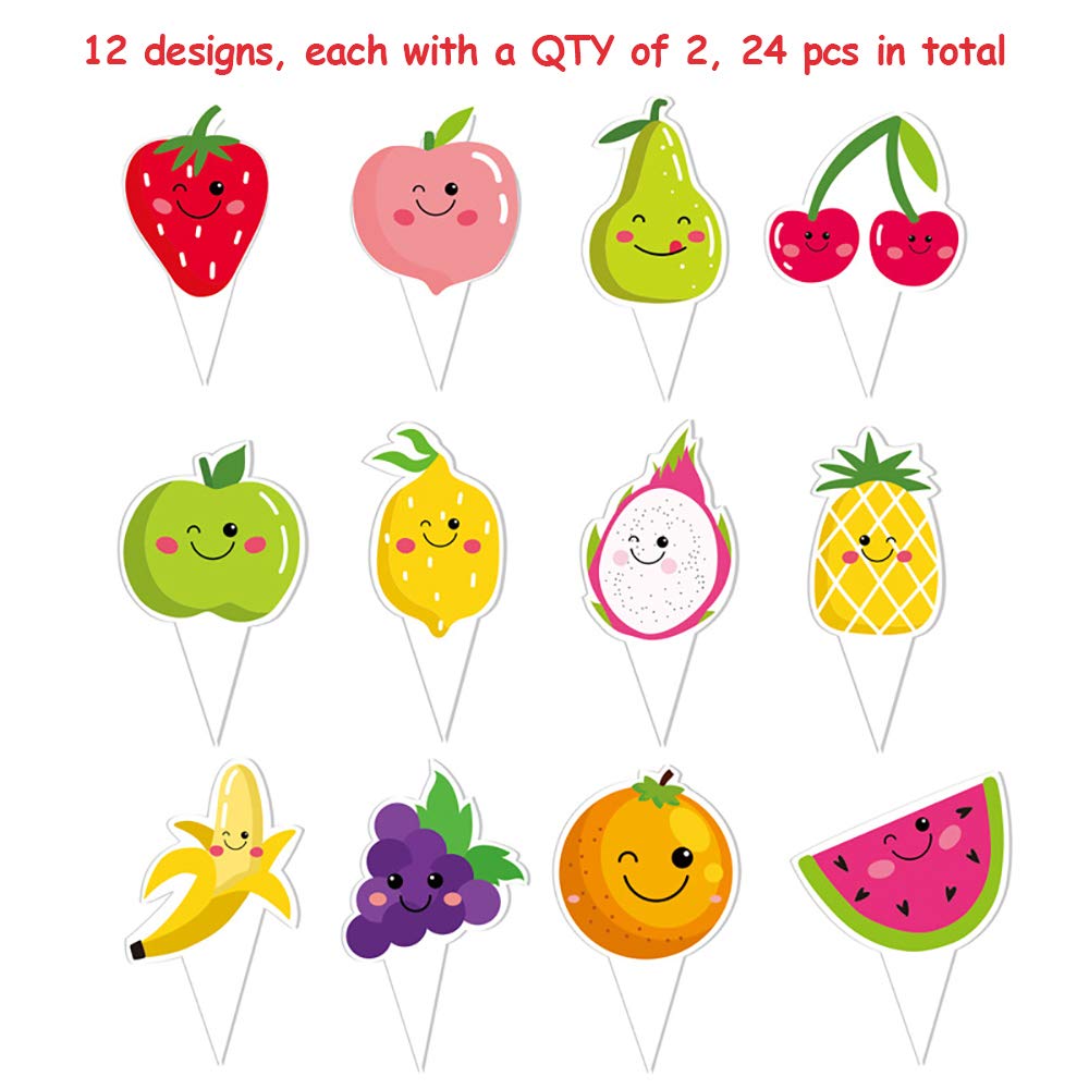 71 Packs Tutti Frutti Party Decorations Set Twotti Frutti Glitter Banner/Cake Topper Fruit Cupcake Toppers Mylar Balloons for Twotti Fruity Second
